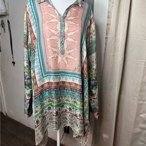 Johnny Was Multicolor Embroidered Top
